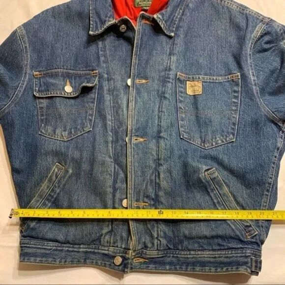 Vintage Ralph Lauren Denim Polo Country Denim Hoodie Sweater Trucker Jacket Sz M - Picture 11 of 13